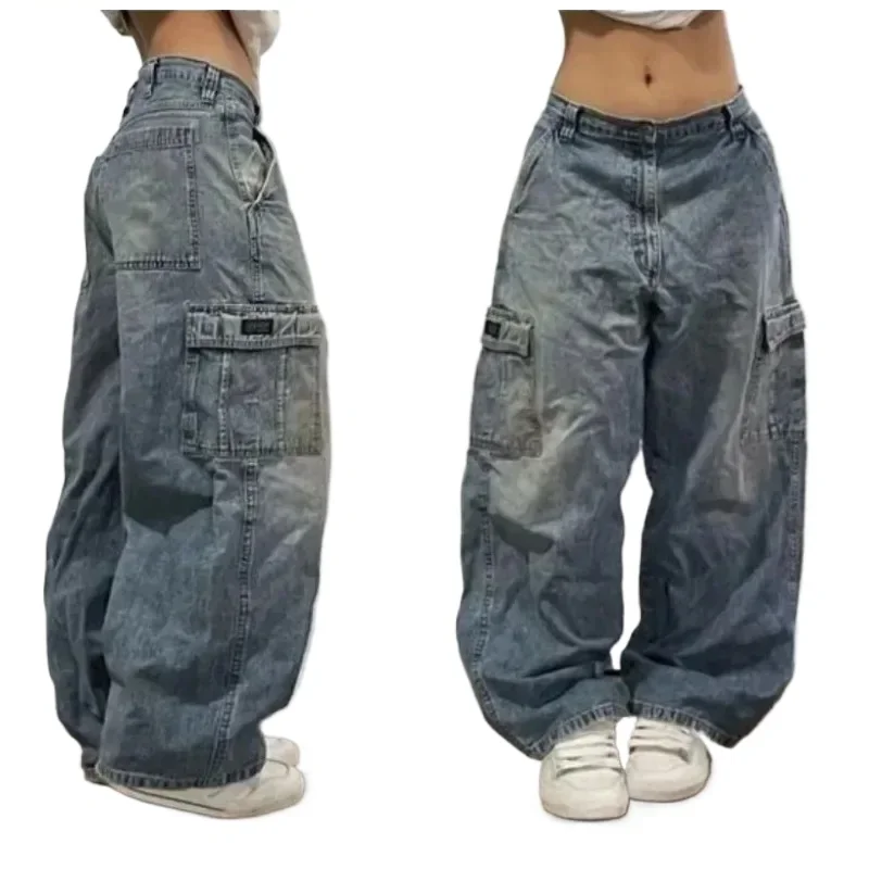 2024 neue amerikanische Hip-Hop Vintage Baggy Jeans Damen Harajuku hohe Taille y2k Hose mit weitem Bein Gothic weite Hose Streetwear Hose