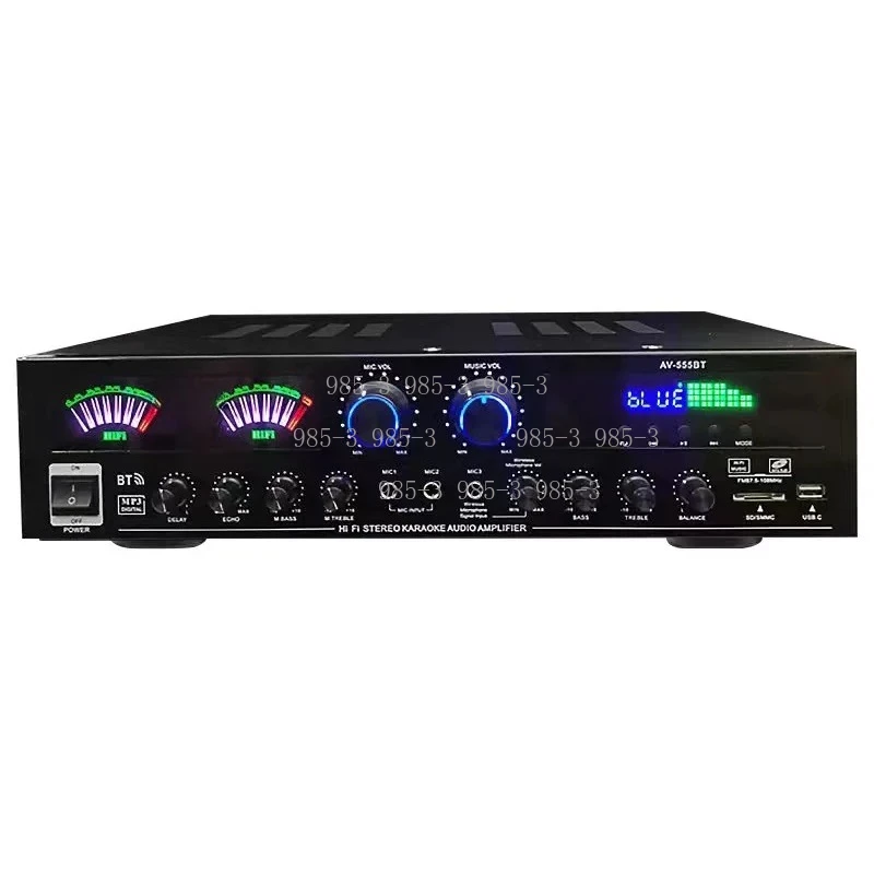 Professional Stage & Home Amplifier, Bluetooth Audio Player for Karaoke Dual Mic Design