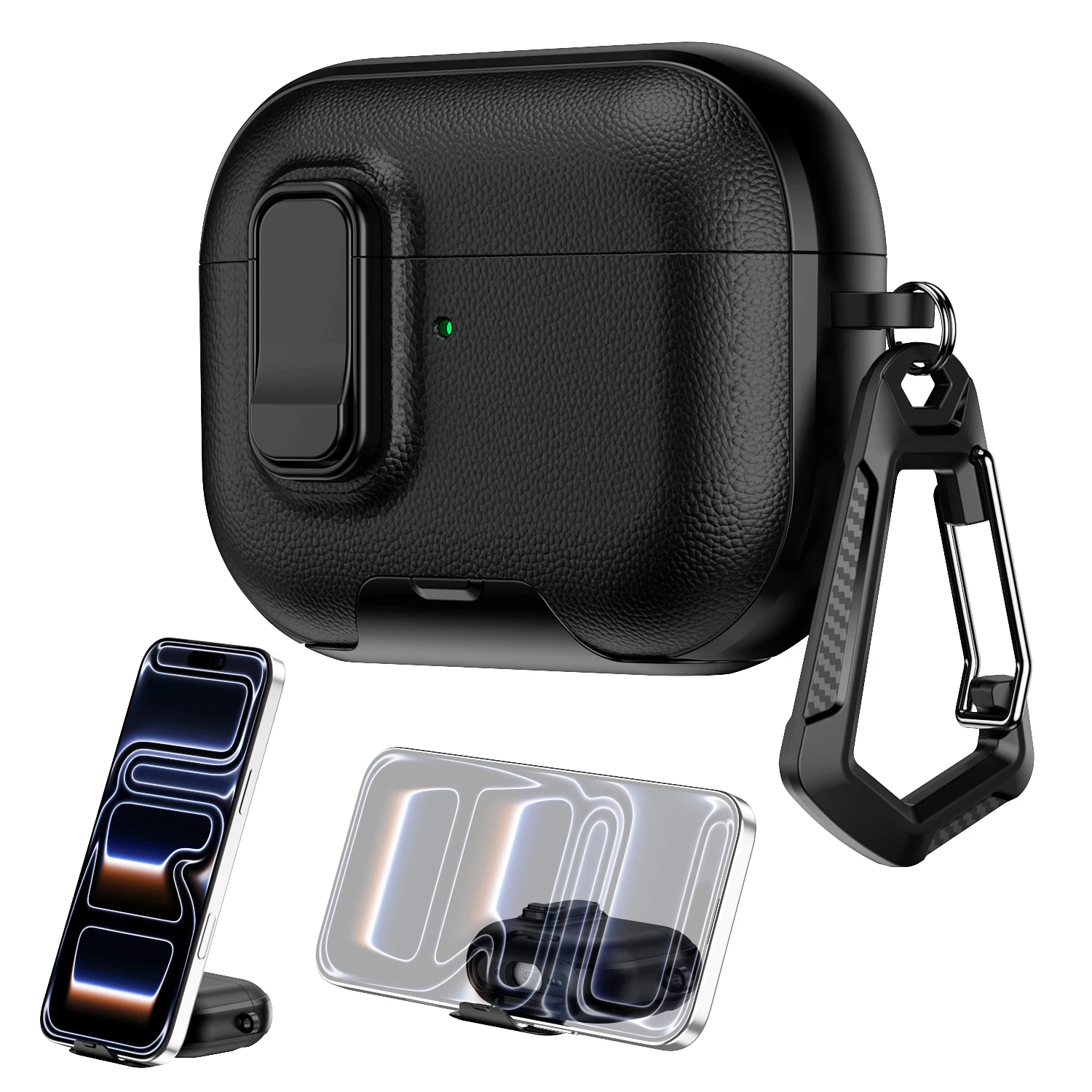 Stand Case for AirPods Pro 3（2025）Leather Texture Case Shockproof Earphone Protective Cover For AirPods Pro 3 3rd Generation