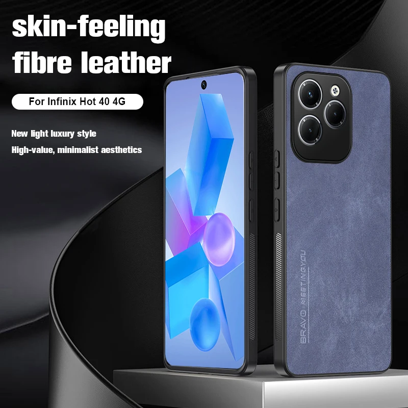 Hot40 Pro Case Skin Feel Fiber Leather Phone Cover For Infinix Hot 40 Pro Hot40i 40Pro Hot40Pro 4G Camera Protection Back Shell