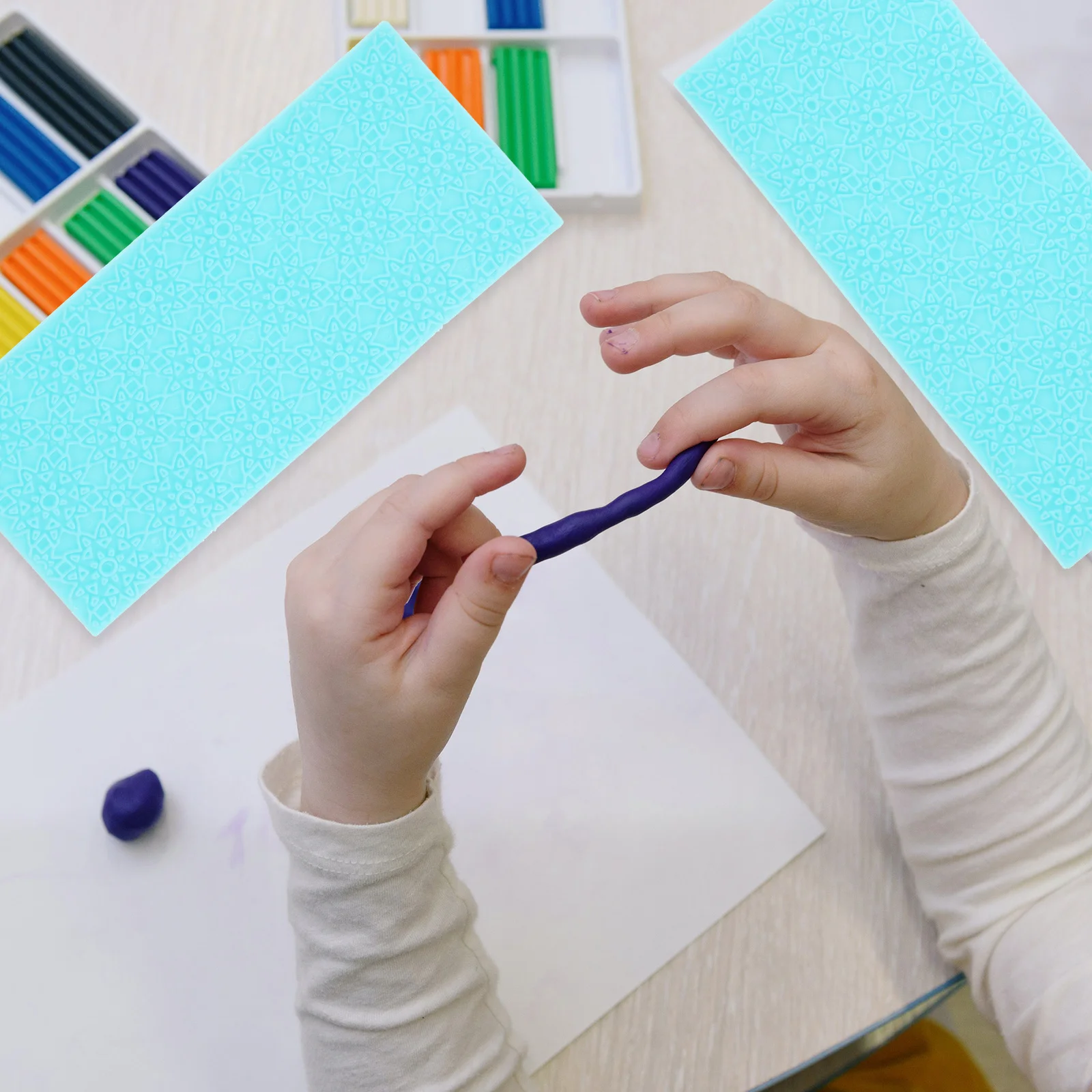 

6Pcs Clay Texture Impression Mats Lightweight Plastic Embossing Pads for Polymer Clay DIY Craft Pottery Tools DIY Mats