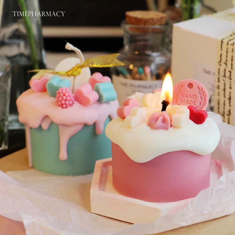 

Handmade Birthday Cake Scented Candles Soy Wax Home Bedroom Aromatherapy Ornaments Decoration Special Gifts for Girlfriend