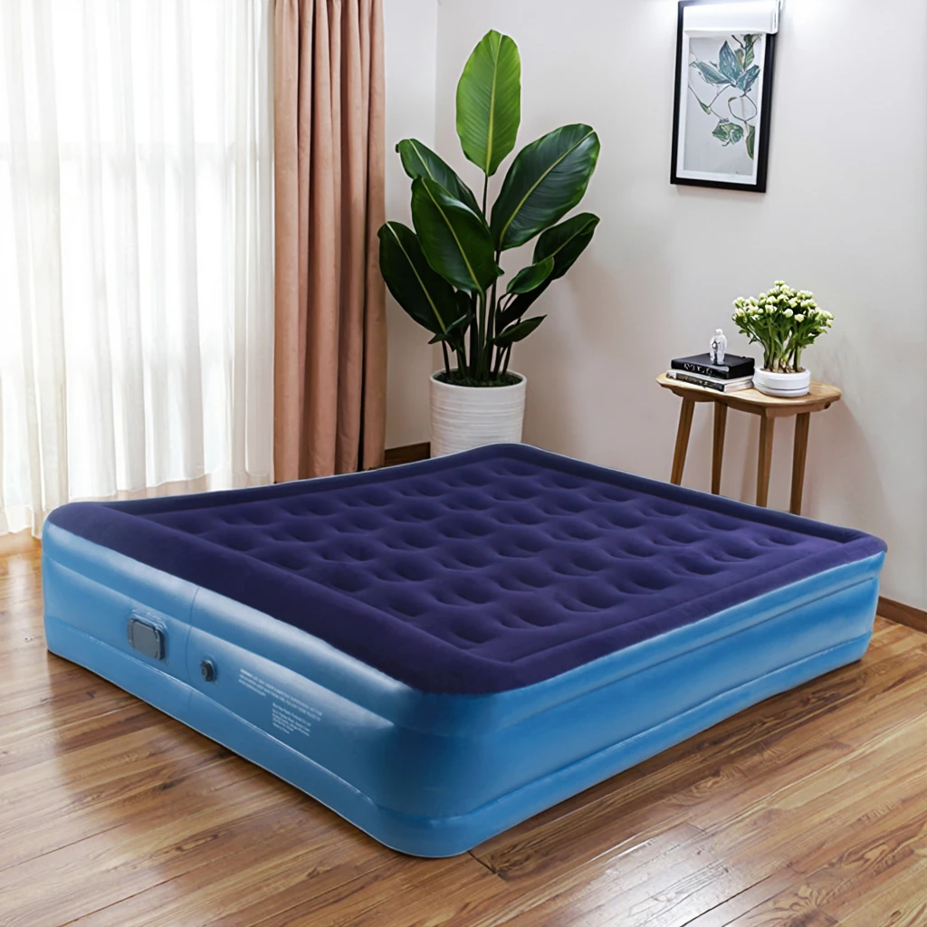 

Ultra-Thick Inflatable Air Mattress Foldable Modern Reinforced Ground Sleeping Pad for Bedroom Outdoor Comfortable Furniture