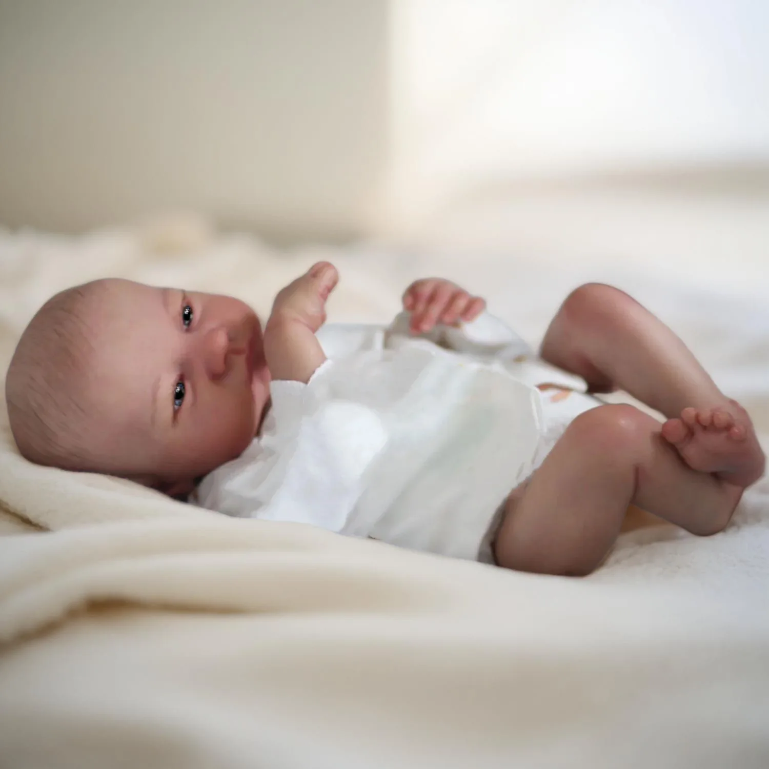 43CM 전신 비닐 베이비 리본 여자아이, 페인트 헤어 방수 비닐 인형, 수제 실물 같은 신생아 여자아이 인형