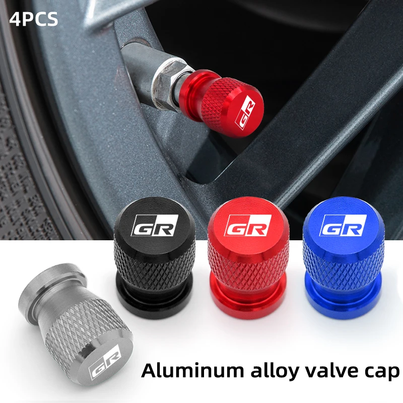 4Pcs Car Wheel Tire Valve Caps Tyre Stem Covers Airdust Waterproof For Toyota GR GAZOO RACING SPORT Yaris Prado Rav4 Car Decor