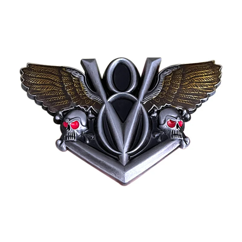Zinc alloy winged skull scalp buckle in western style