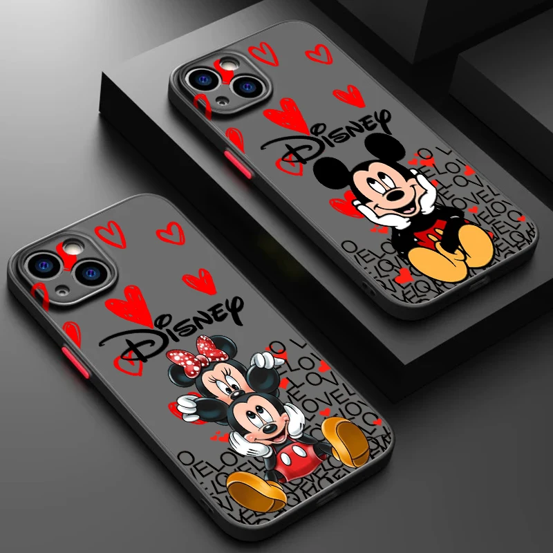 Disney Mickey Minnie Mouse Frosted Translucent For Apple iPhone 15 14 13 12 11 XS XR X 8 7 SE Pro Max Plus Mini Matte image 2
