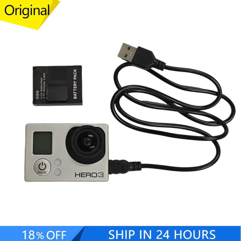 A set of For GoPro Hero 3 Hero3 silver Edition Camera + Battery +Charge Cable Replacement Parts Accessories