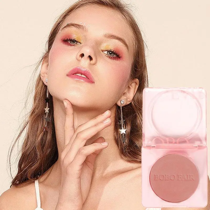 Single Blushs Palette Face Cream Concealer Foundation Powder Waterproof Lasting Face Rouge Powder Natural Peach Blusher Rouge