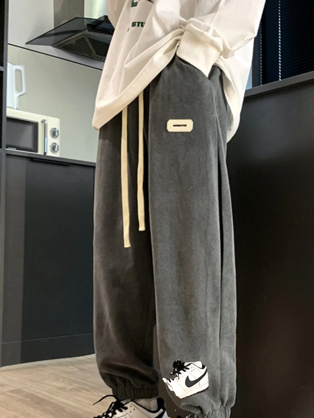 

Men's Casual Wide Leg Pants Autumn Winter Trendy Brand Haome Loose Fit Sweatpants Workwear Trousers Cuffed Sports Leisure ...