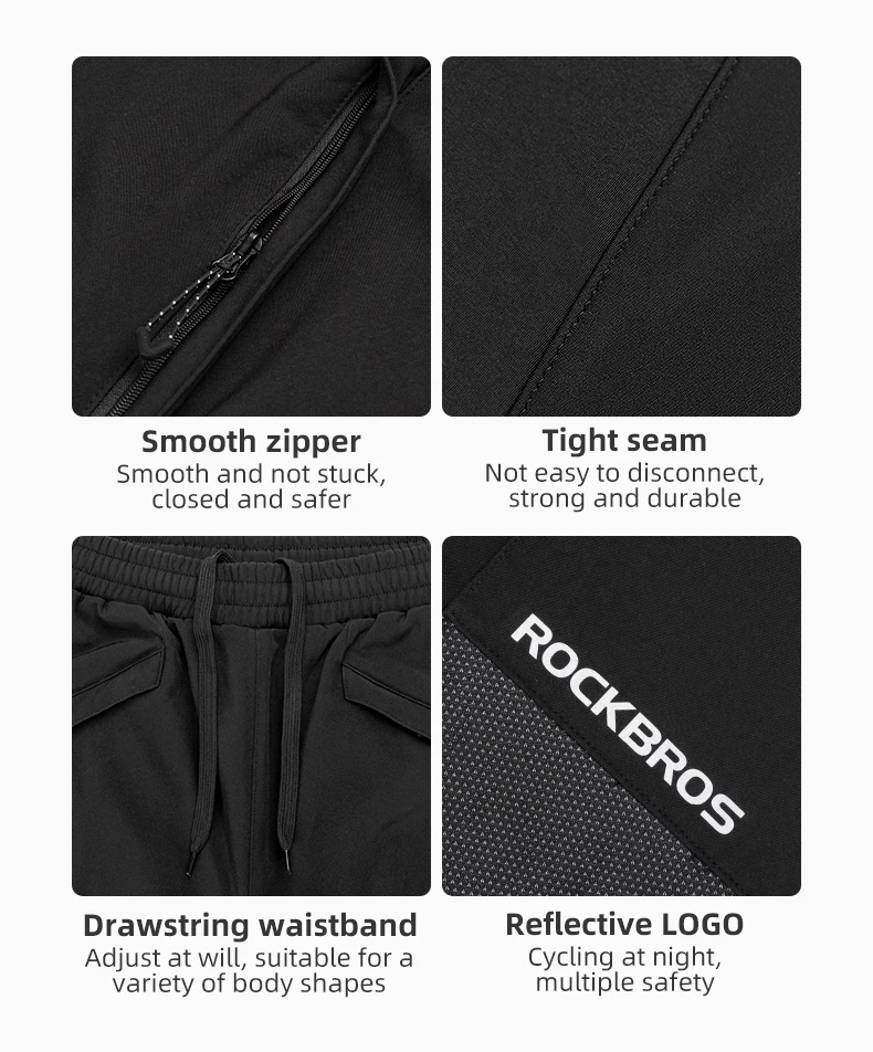 ROCKBROS Fahrrad Hosen Winter Fahrrad Lange Hosen Thermische Fleece Reflektierende Radfahren Hosen Warme Winddicht Männer Sport Hose EUR Größe – Detail 12