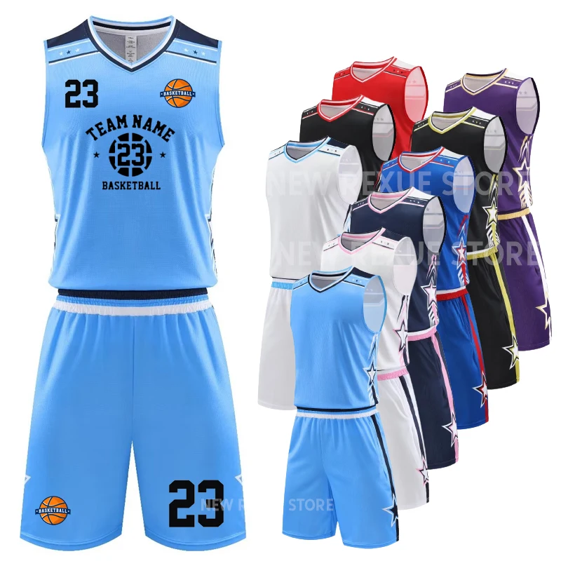 

Customize Men Kids Basketball Jersey Sets Boys Girls Sports Cothing Breathable Training Shirt College Youth Basketball Uniforms