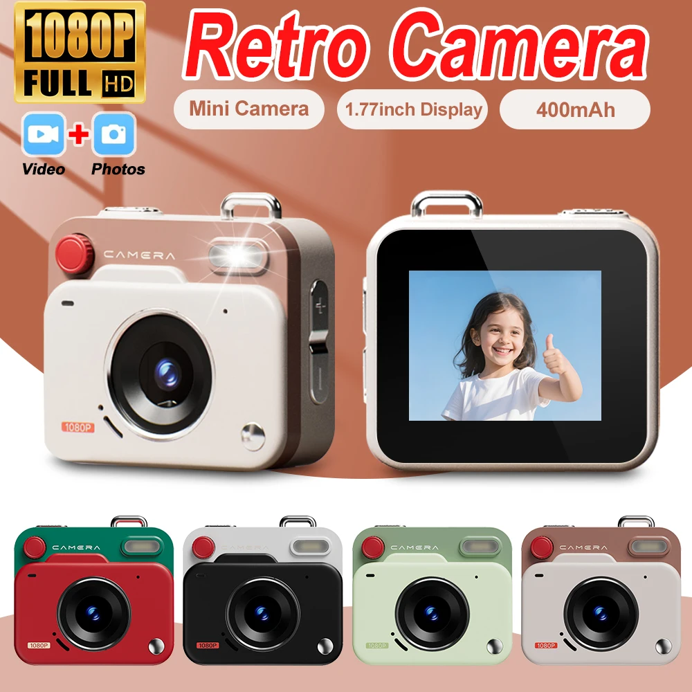 thumbnail: CCD Mini Retro Digitale Camera 48MP 1080P - Compact Voor Kinderen En Studenten (Zwart)