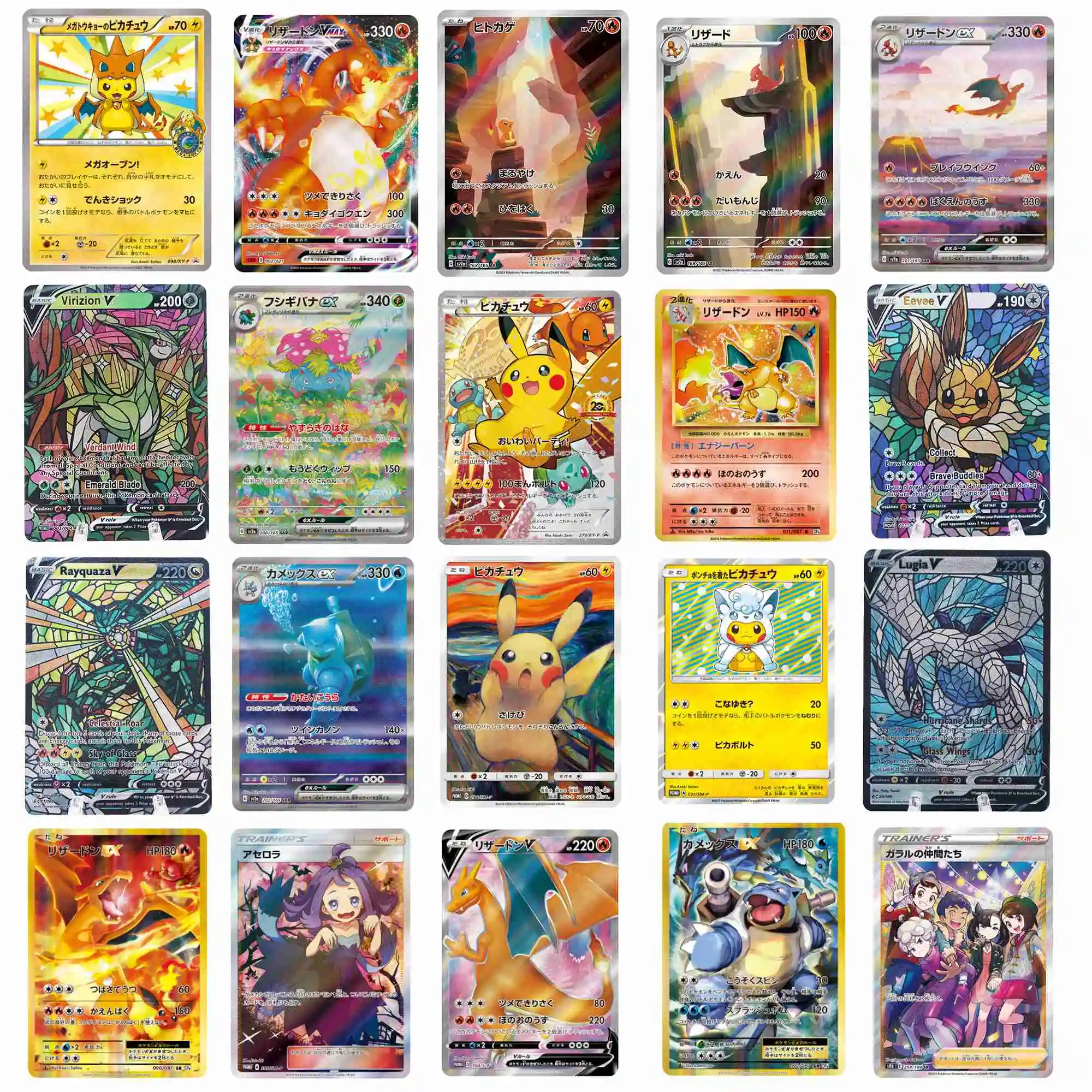 

PTCG Charizard Eevee Squirtle Bulbasaur Cards High quality Flash Texture Anime Hobby Collection Card For Boys Birthday Gift