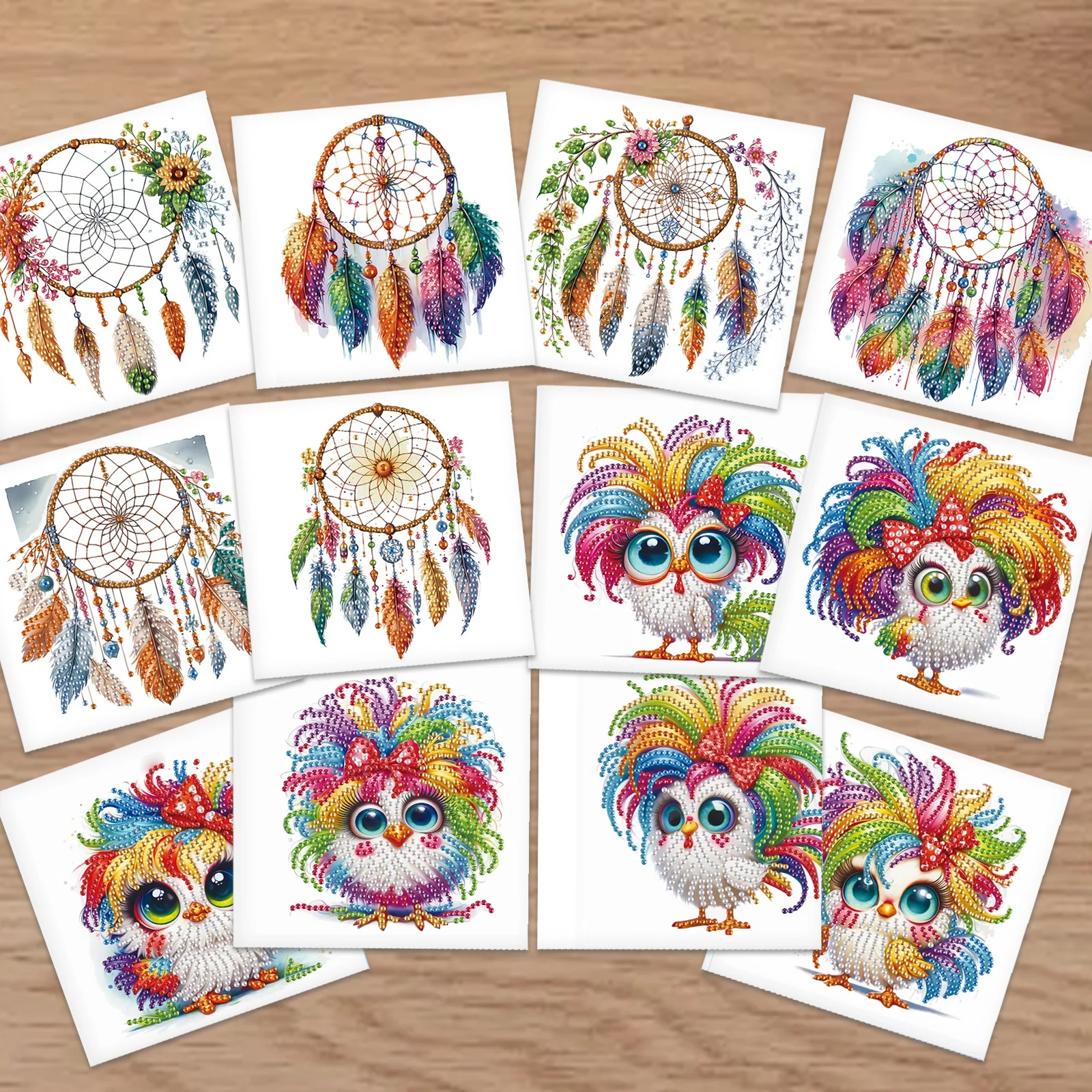 

12Pcs Diamond Art Painting Greeting card Kits for Adult,Colorful Theme Greeting cards Diamond Art cards for Creative Decor Gifts