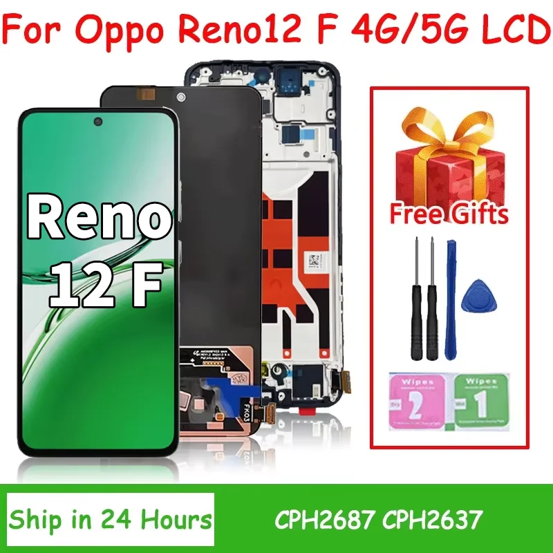 6.67"Super AMOLED For Oppo Reno12 F 4G LCD CPH2687 Display Touch Screen Digitizer For Reno 12F 5G CPH2637 Display