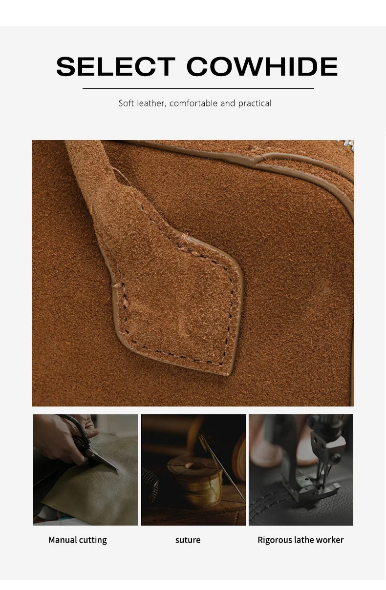 Aidanni Vintage Wildleder-Handtasche mit großem Fassungsvermögen, Neuheit 2026, Matte Rindsleder-Damentasche, Stilvolle Wurstform – Detail 8