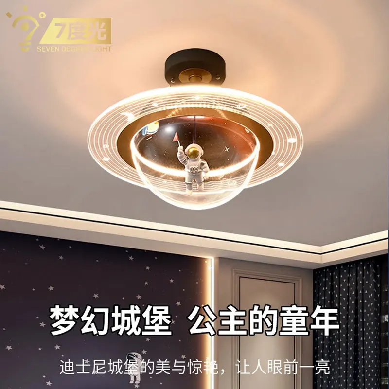 Cartoon ruimte astronaut maan landing mode creatieve jongen