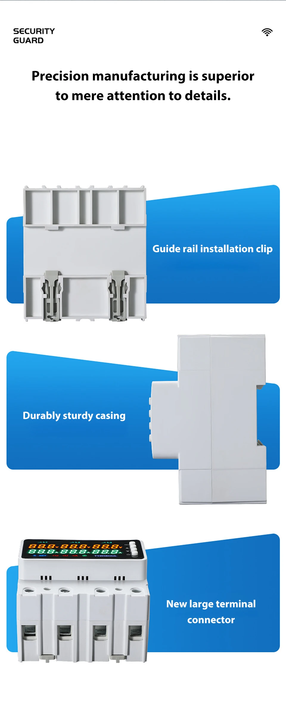 3 Phasen 63 A/100 A DIN-Schiene Voltmeter Amperemeter Einstellbare Über- und Unterspannung Strombegrenzung Schutz Monitor Relais Schutz – Detail 7