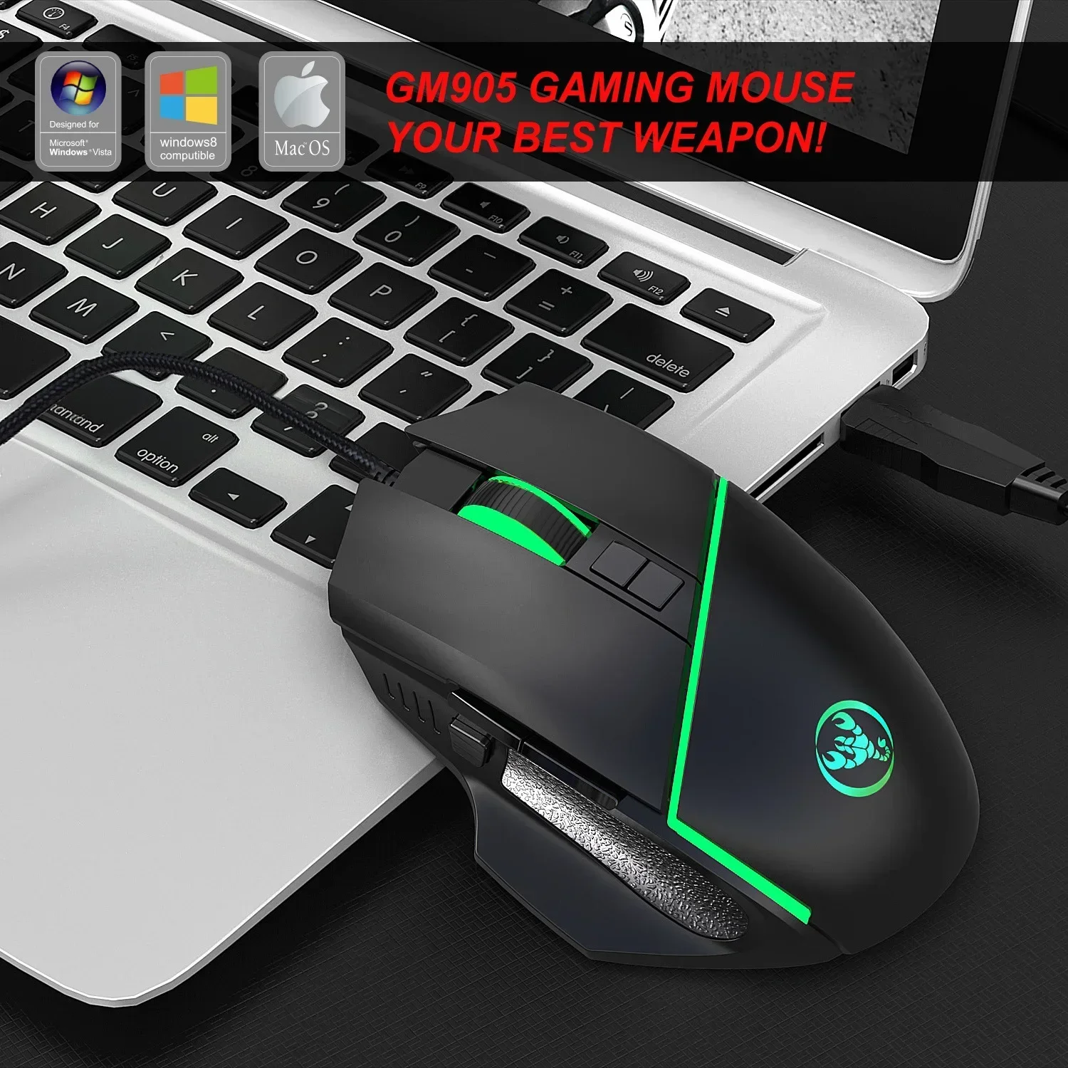 ZLRLMHY for laptop New arrival A876Pro wired mouse 12800DPI 8 buttons Macro programmable 1000HZ ergonomic RGB backlit game mouse