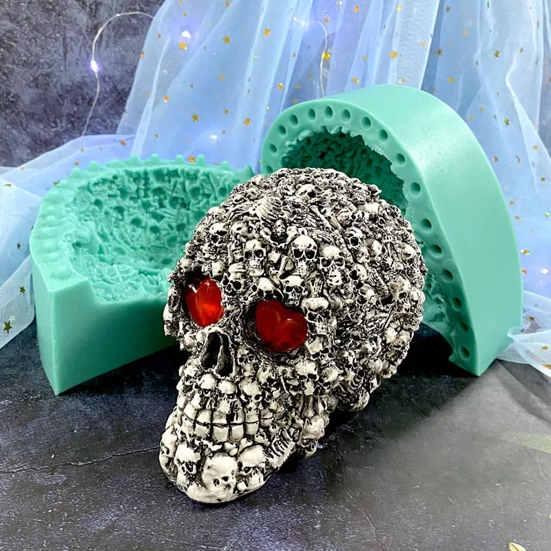 Large skull skeleton silicone mold 3D three-dimensional Halloween handmade resin candle mold plaster decoration