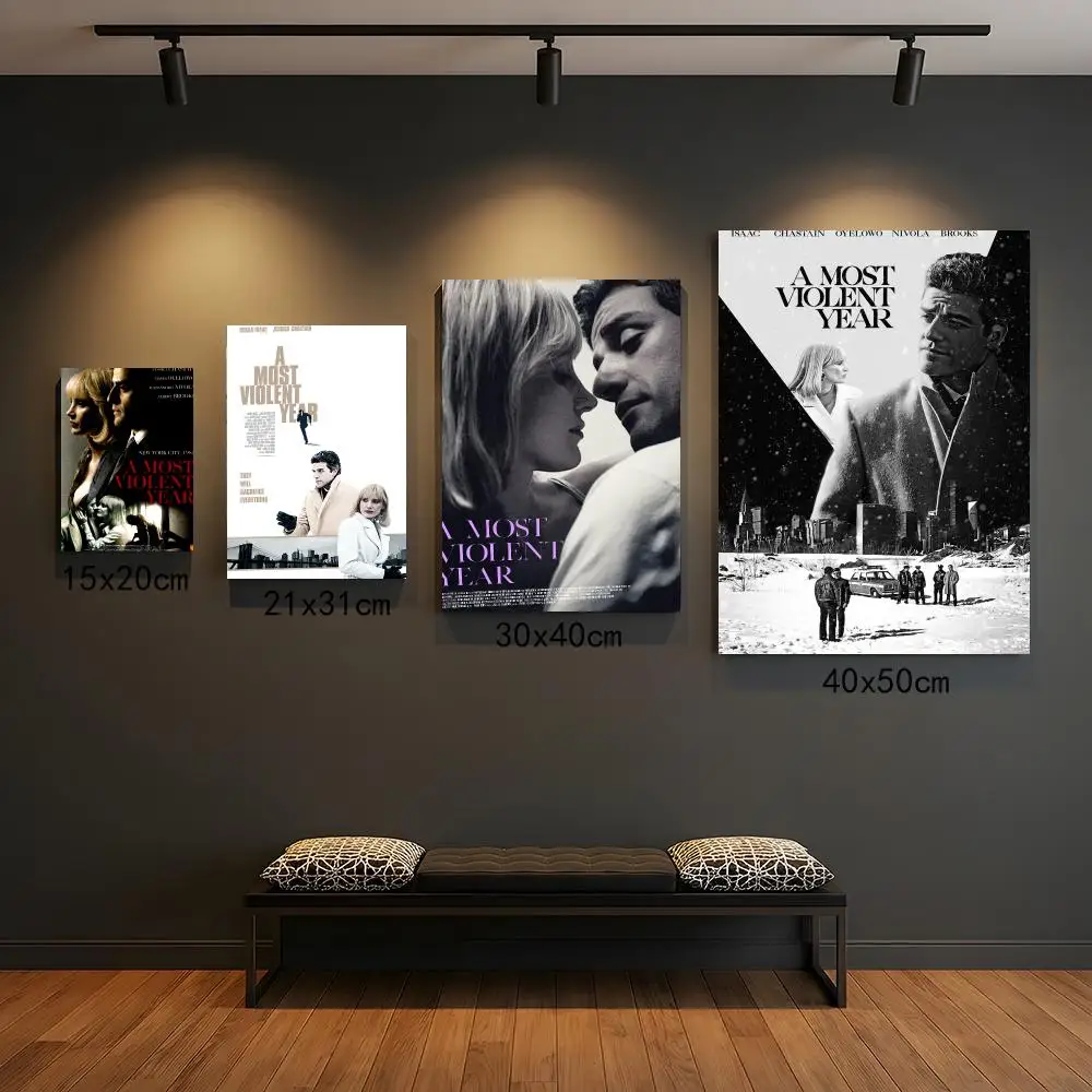 classic movie A-A Most Violent Year-R Poster Self Adhesive Wall Decor for Modern Home Cafe Office and Bar