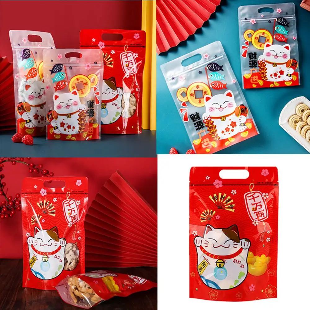 

50 pcs/pack Easy To Use Snack New Year Packing Bag Lucky Cat Portable Matte