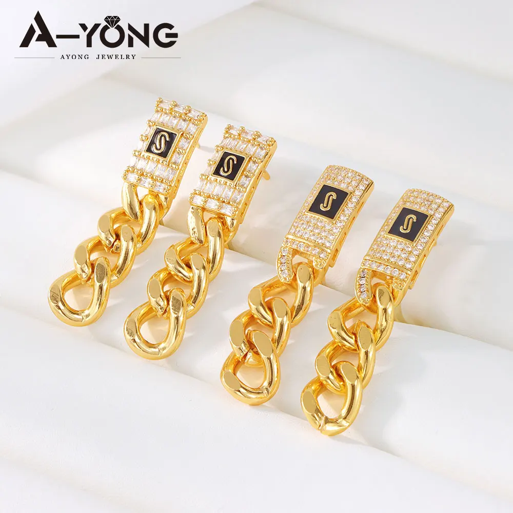 High Quality Monaco Zirconia Drop Earrings 21k Gold Plated Italian Hip Hop Cuban Earring Arabic Muslim Women Event Party Jewelry