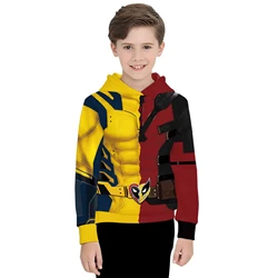 Tops para niños, disfraz de Deadpool Wolverine, sudaderas con capucha para niñas y niños, camiseta de fiesta de superhéroe Deadpool 3 Cosplay Zenti