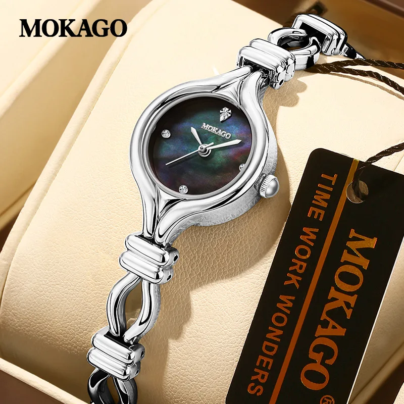 MOKAGO M8155 2025 New Beimu Dial Women's Premium Watch Gold Blue Contrast Retro Elegant 3ATM Waterproof Stone Watch