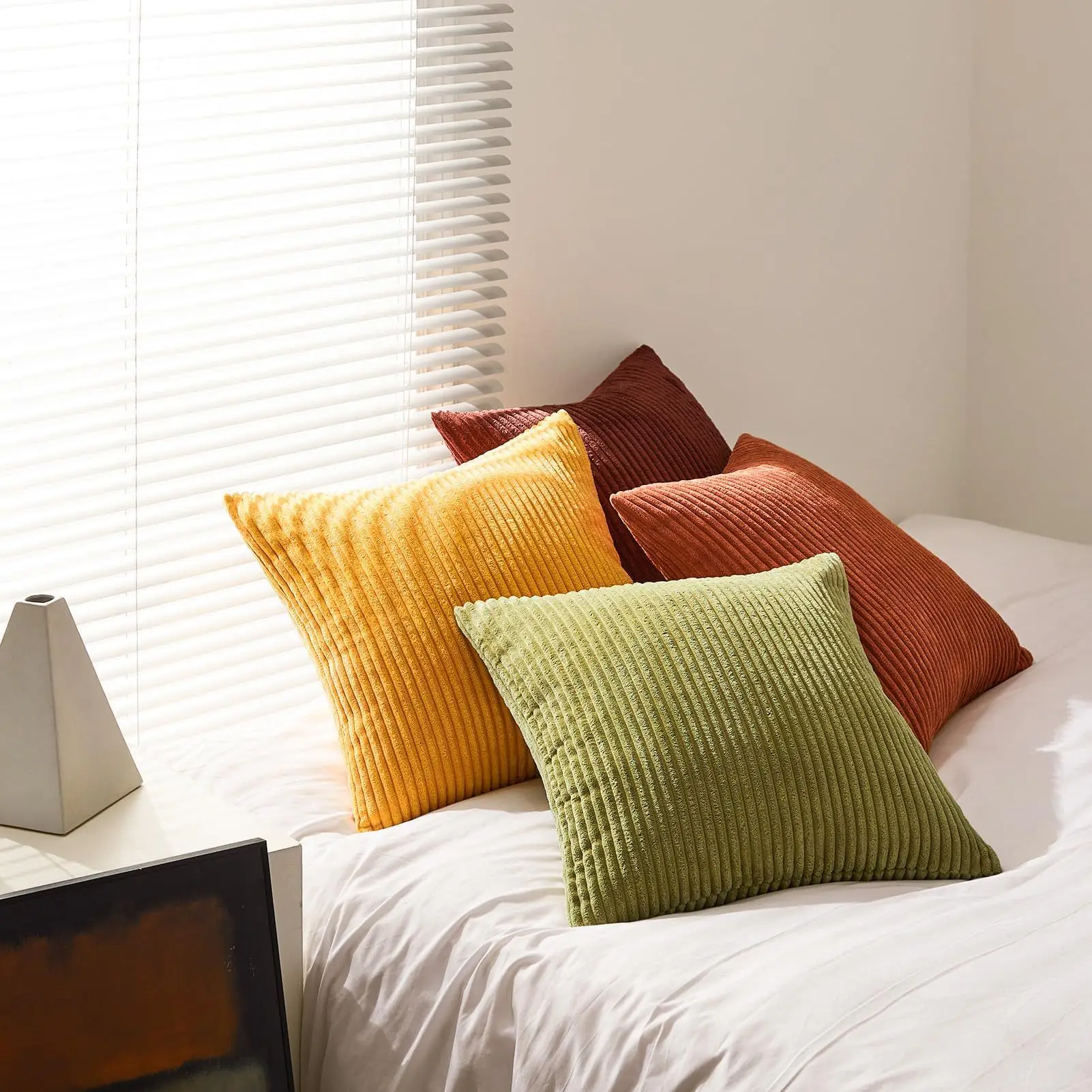2pcs Striped Corduroy Green Lilac Pillow Covers Decorative Throw Pillowcases for Couch Christmas Gift 30x50cm/45x45cm/50x50cm