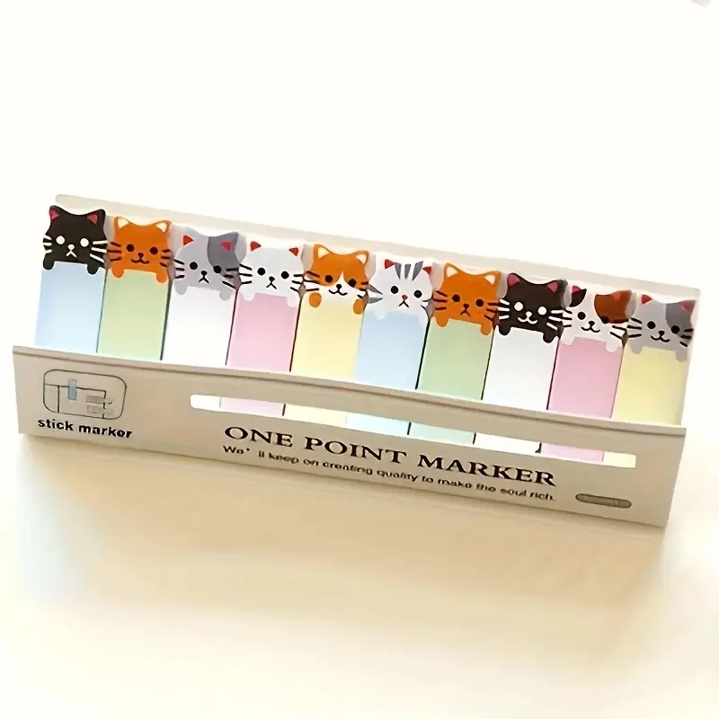 

150 Sheets/Pack, Cartoon Cat Theme Sticky Notes Set - Perfect for Bookmarks and Memo Pads, Essential for Office Use