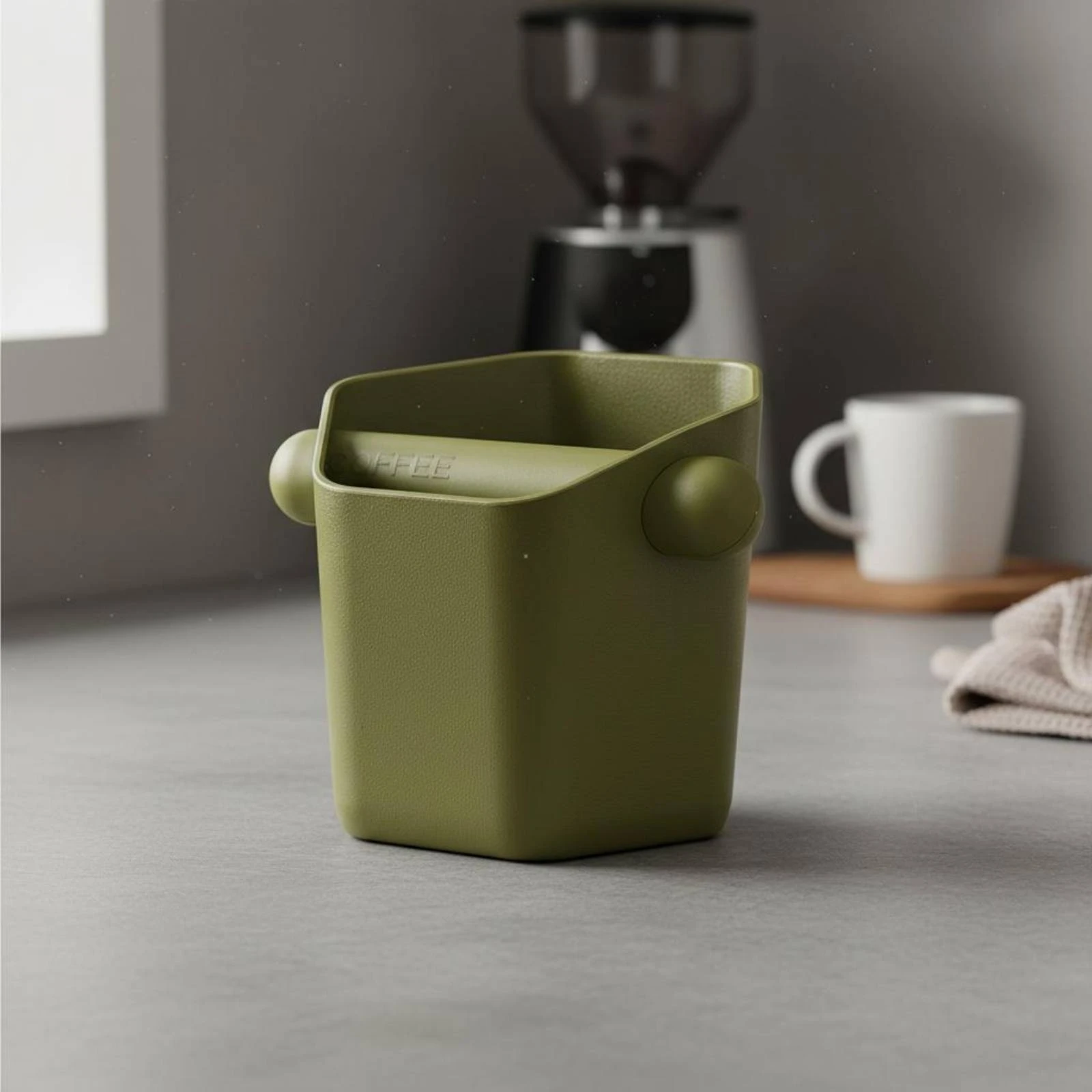 Coffee Knock Box Shock-Absorbing Espresso Knock Box Coffee Professional Grounds Disposal Bin Large Capacity Coffee Puck Disposal