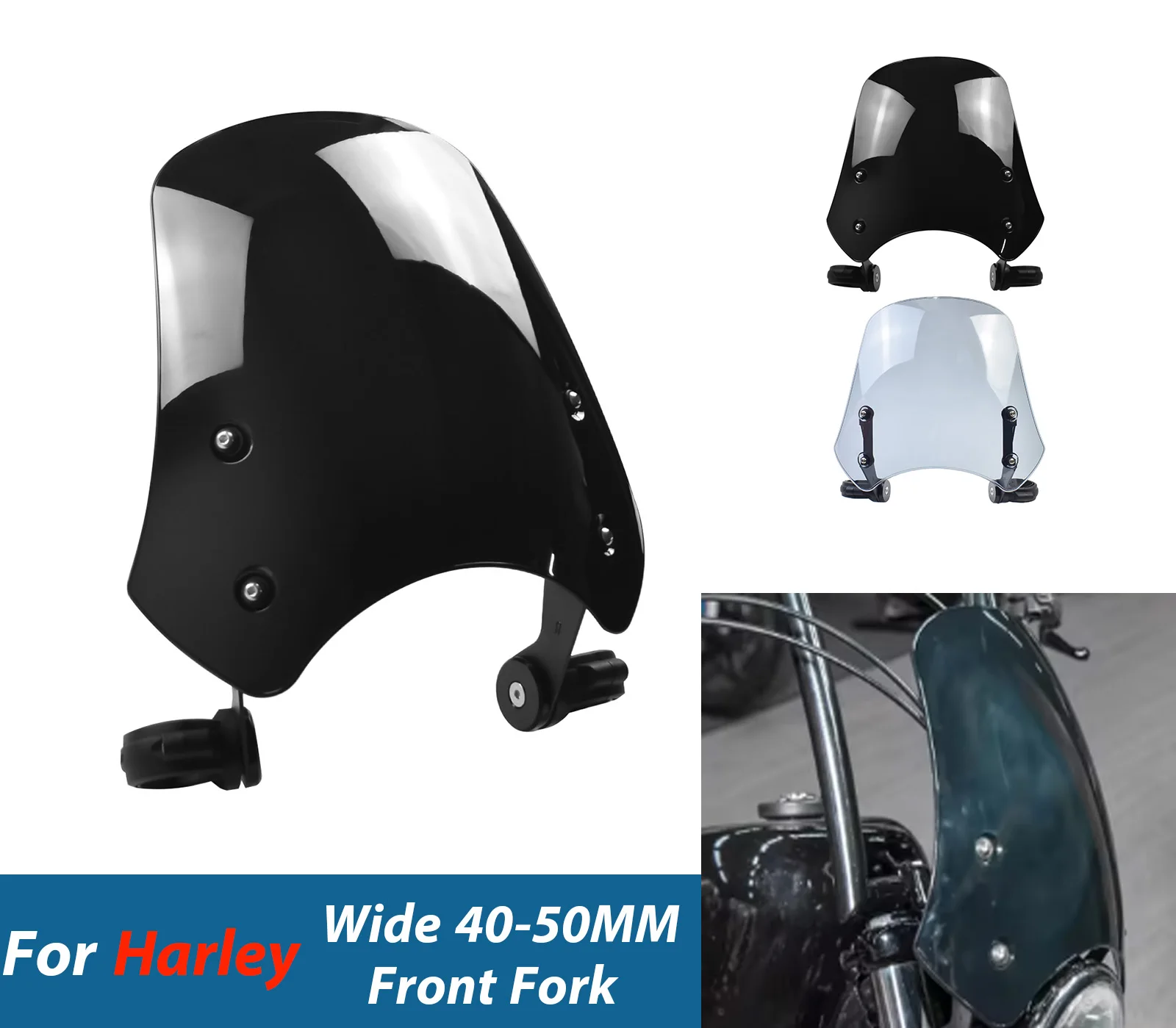 

Лобовое стекло мотоцикла для Harley FXDC Wide Super Glide 40-50 мм, ветровой дефлектор, экран 40 ~ 50 мм, аксессуары ﻿