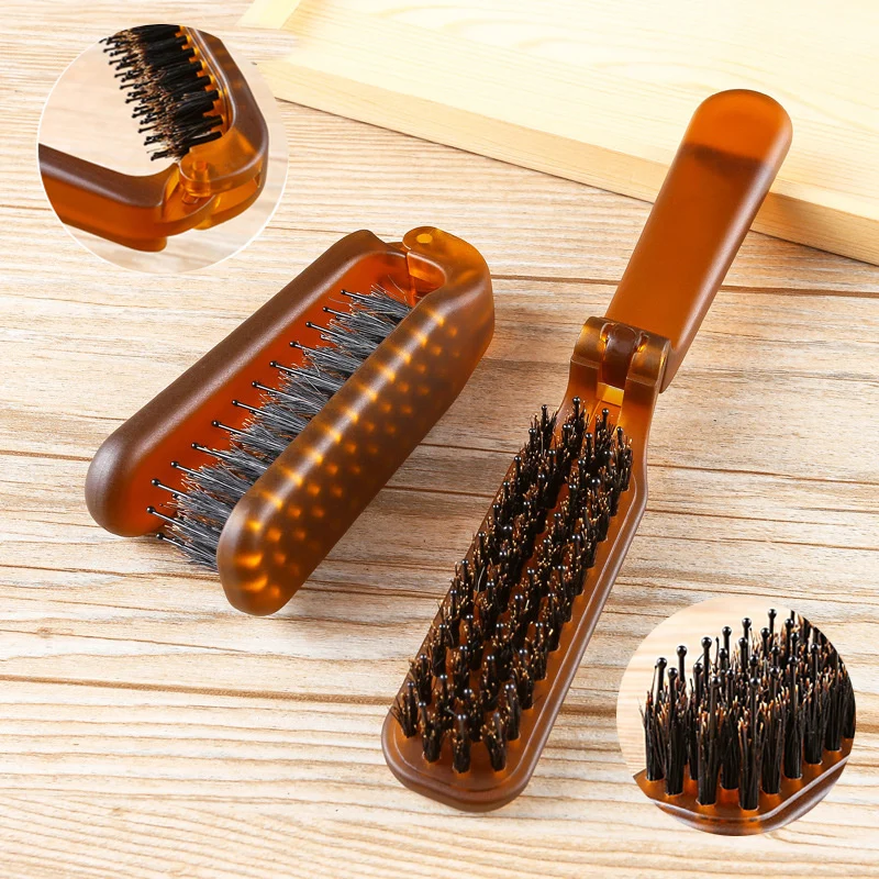 Brosses à Cheveux Pliables en Bois, Poils de Sanglier, Ligne Fine, Extension, Poche, Peigne Pliable, Outils de Coiffure