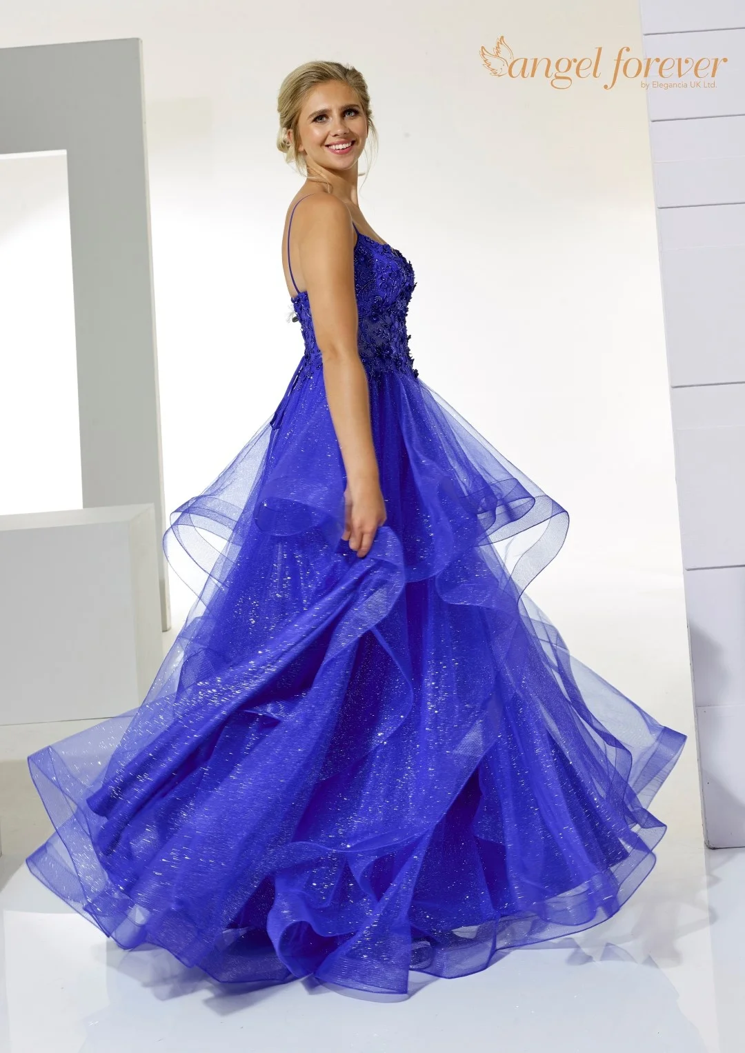 Jessica Blue Brautkleid mit bestickten Pailletten, Feen-Abschlussballkleider, Korsett, flauschiger Glitzer-Tüll, maßgeschneiderte Kleider für besondere Anlässe