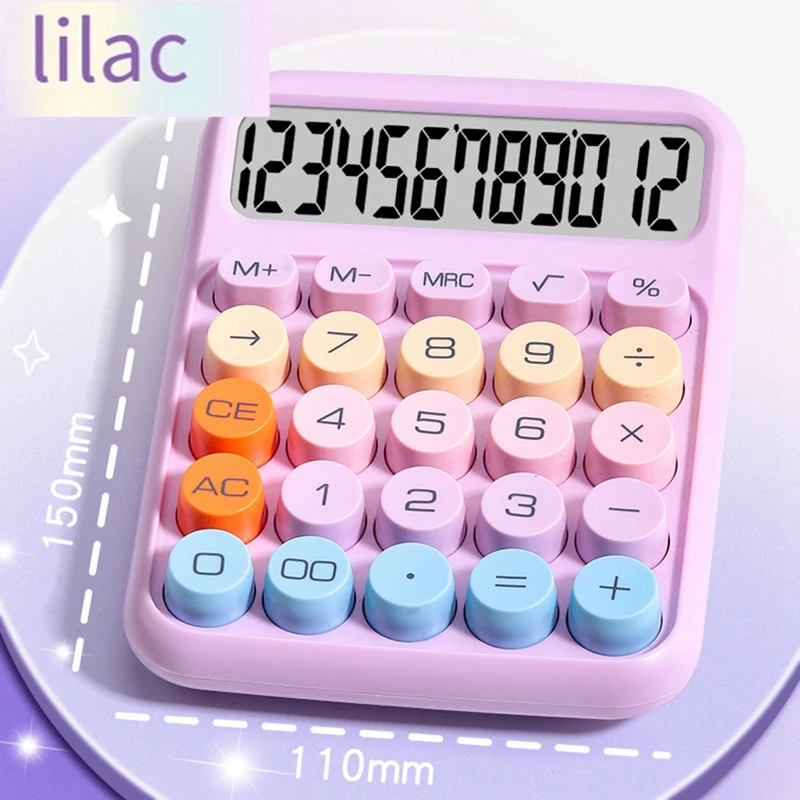 Mechanical Calculator Large LCD Display Big Round Button Cute Candy Colored Calculator Suitable For Office School