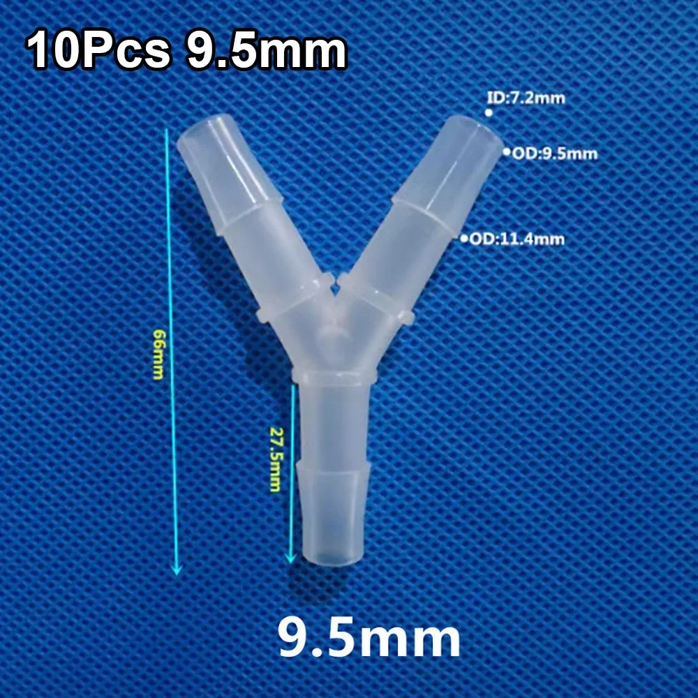 10Pcs Durable 2.4-15.8mm Y-Type Tee Connector Plastic PP PE 3 Way Connector Soft Hose Fittings for Aquarium Fish Tank Fittings