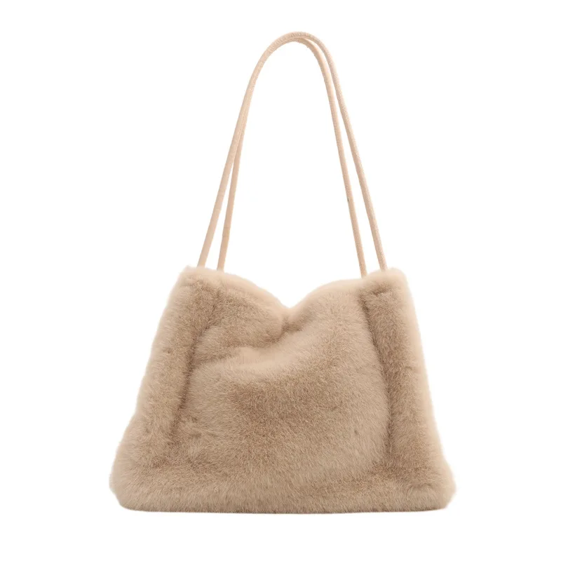 Women Fluffy Shoulder Bag Top-handle Bag 2024 New Fashion Female Autumn Winter Handbag Soft Plush Tote Versatile Shopping Bags