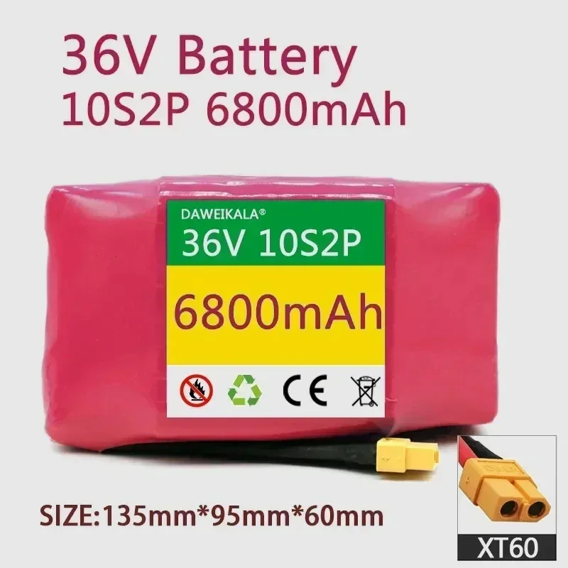 100% original electric skateboard lithium battery, 36V lithium-ion battery, 18650mAh, 10S2P, 42V, 6800 original