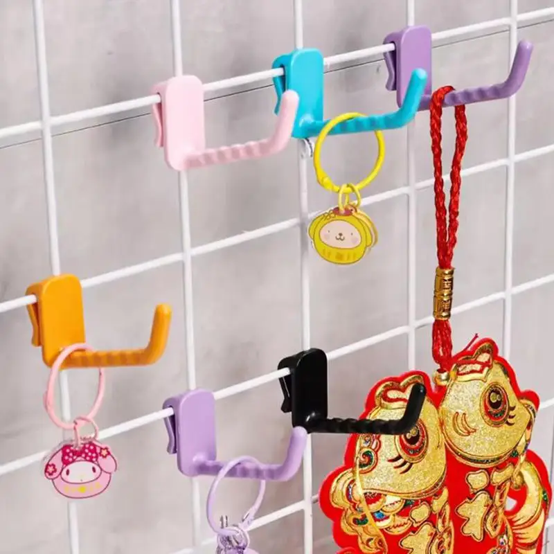 10/20/50pcs Metal Mesh Panel Hook Plastic Multi-Purpose Supermarket Display Racking Storage Hook Wall-mounted Keys Hangers