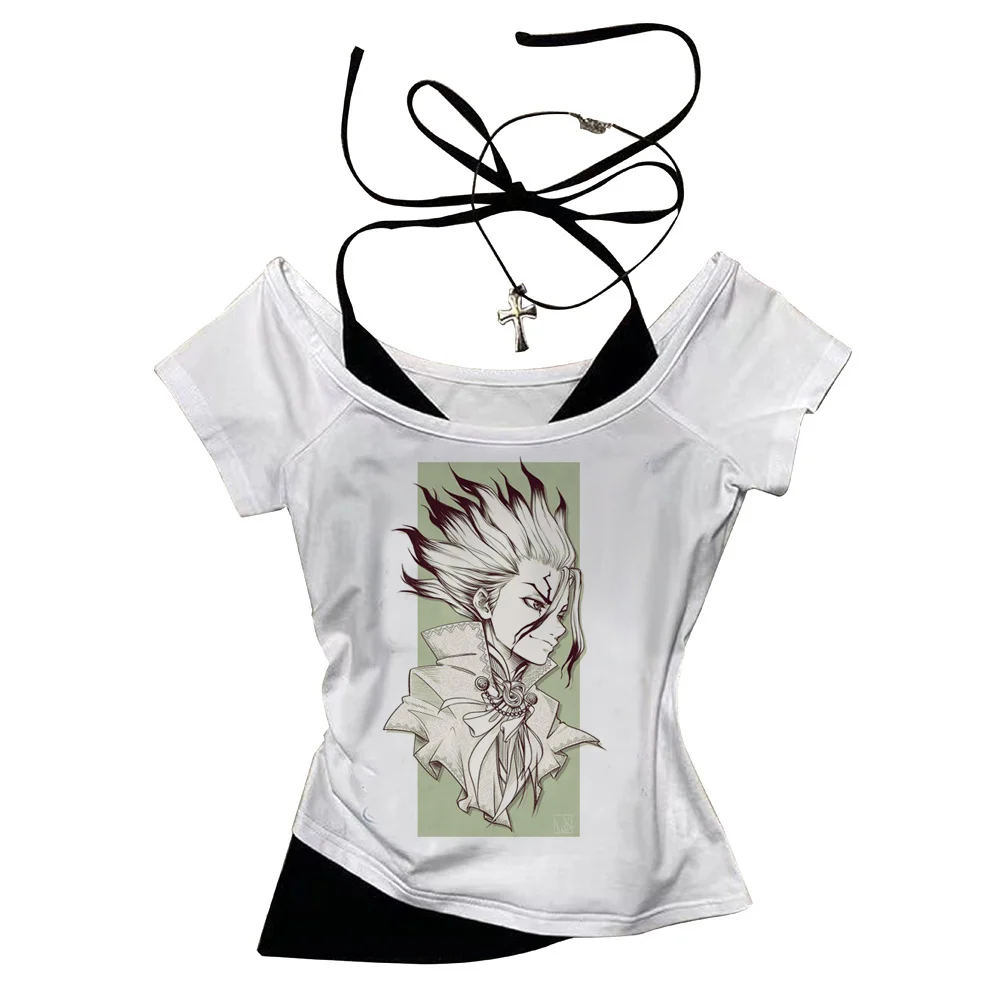 Dr Stone tshirt women 80s women korean clothes Pastel aesthetic tshirt kawaii Trendy korean clothes Grunge Digital Vintage