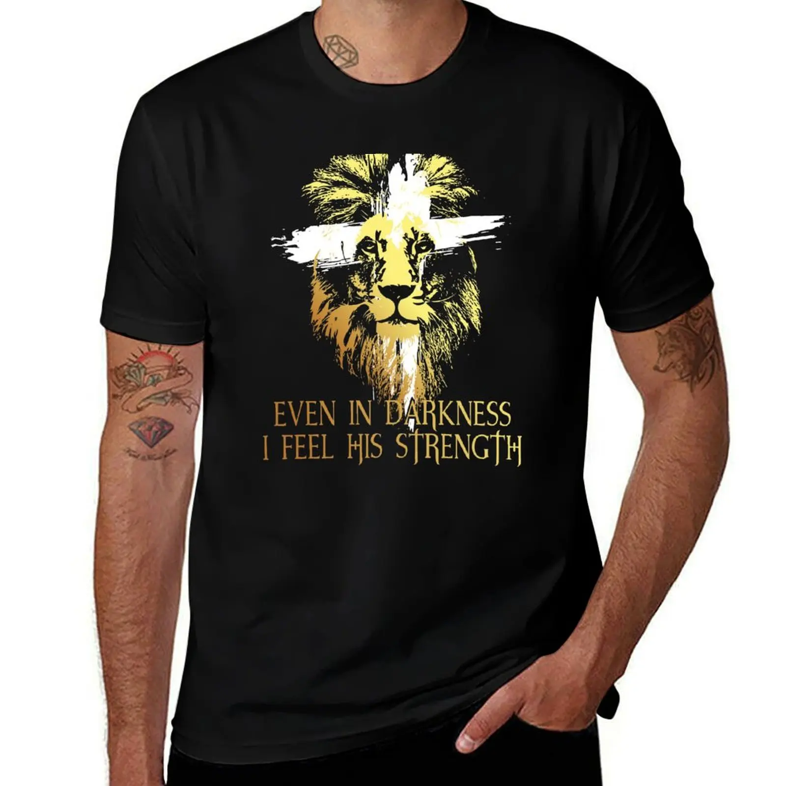 

Even In Darkness the Lion of Judah has Triumphed Christian Gifts T-Shirt anime tshirt cheap stuff t shirts for men cotton