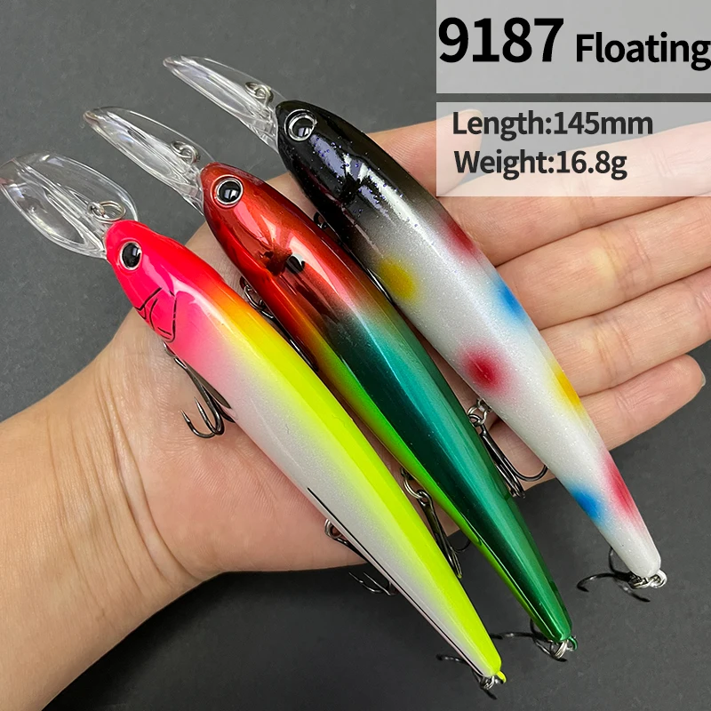 145mm 16.8g Floating Minnow Lures Long Shot Trolling Artificial Hard Bait Pesca Wobbler for Pike Swimbait Fishing Accessories