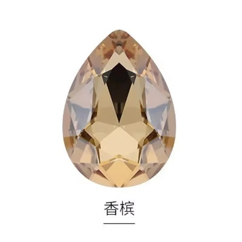 Glass Crystal Champagne nice colors Waterdrop water drop teardrop shape Glue on rhinestone beads handicraft Photo frame diy