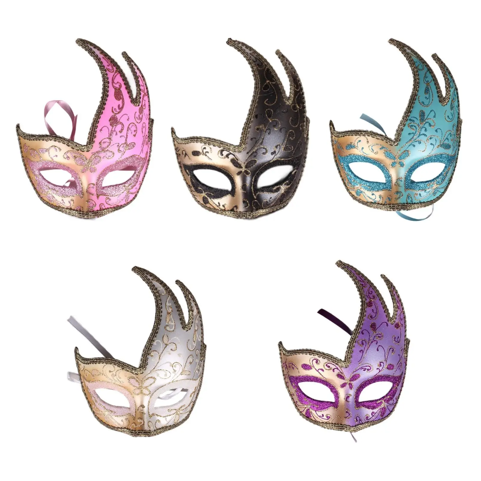 

Masquerade Mask with Strap Decor Comfortable Wear Portable Retro Style Halloween