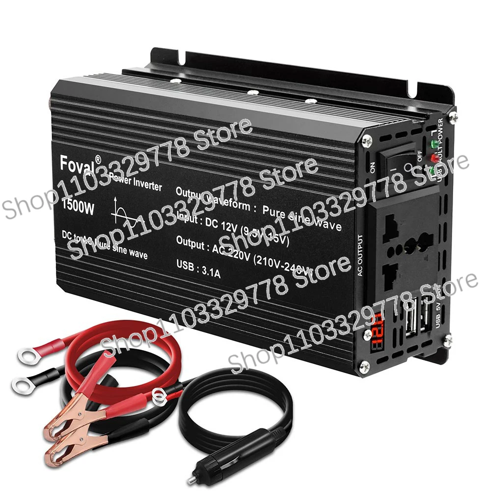 12V ~ 220V 1500W Power Inverter DC 12V To AC 220V-230V Pure Sine Wave Sin Sinus Wave Inverter 12V 220V Voltage Converter for Car