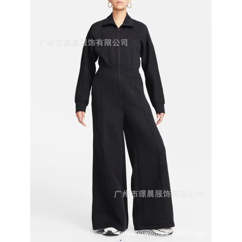 

Amazon Foreign Trade Item2023Autumn New Cross-Border Women's Fashion Elegant Commuter Zipper Long Jumpsuit Wholesale