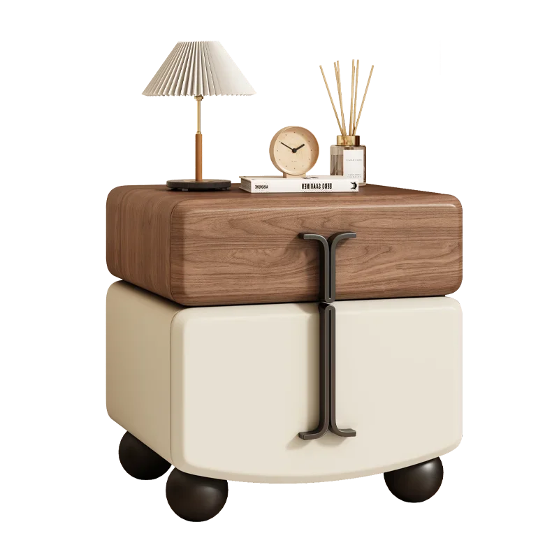 2025 new creative design solid wood modern simplicity light luxury high-end sense home bedroom children's rotating bedside