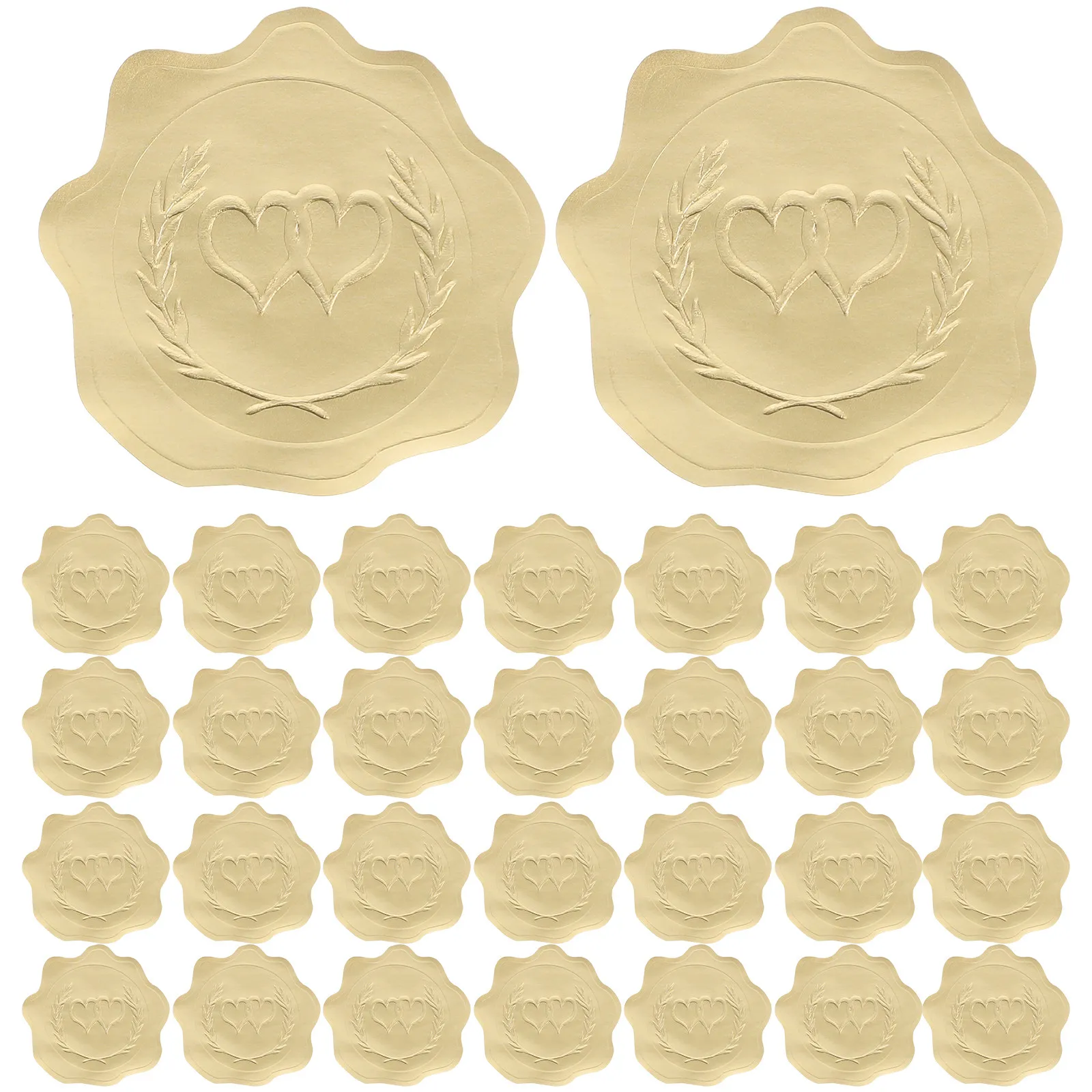 5Sheets Embossed Seal Stickers Love Theme Decorative Label Sticker for Wedding Invitations Envelopes Gift Packaging Sealing